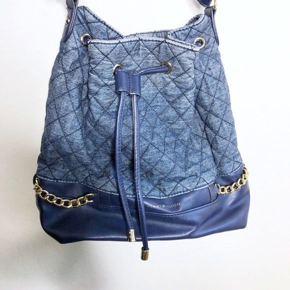 Tommy Hilfiger Handbags - Tommy Hilfiger Blue Quilted Bucket Bag
